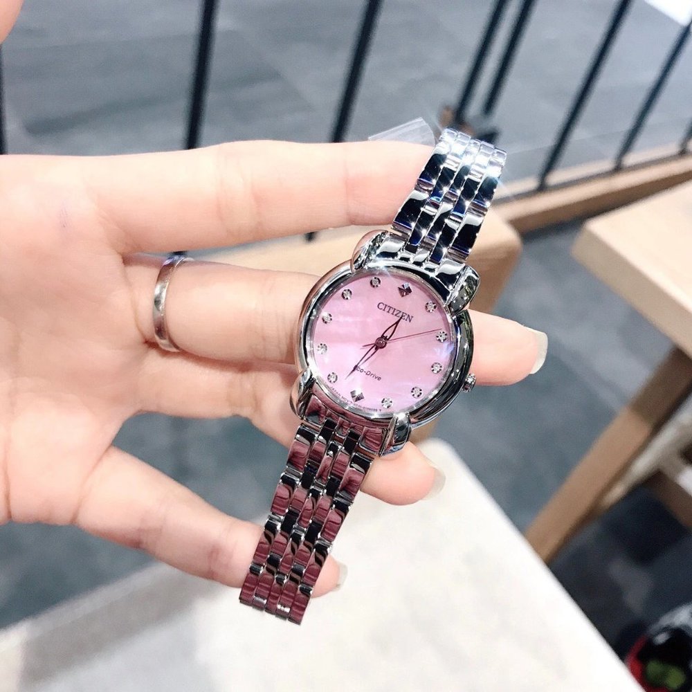 Citizen Pink Ladies 30mm Silver-Tone Diamond Watch
